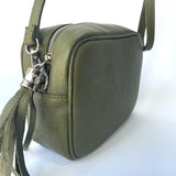 Emma Tassel Leather Bag - Khaki