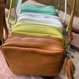 Small Leather Camera Bag - Sea Foam