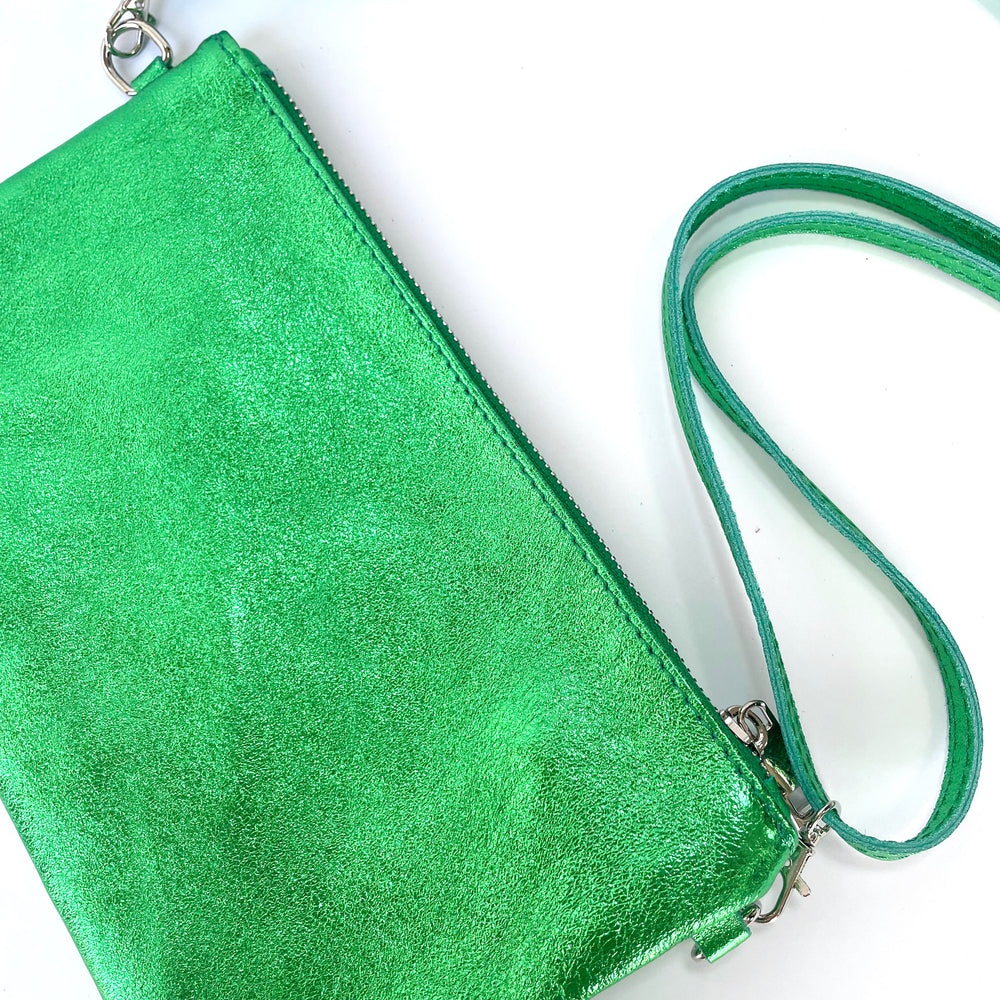 Eliza Leather Clutch Bag - Apple