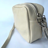 Agnes Tassel Leather Bag - Beige