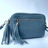 Agnes Tassel Leather Bag - Denim