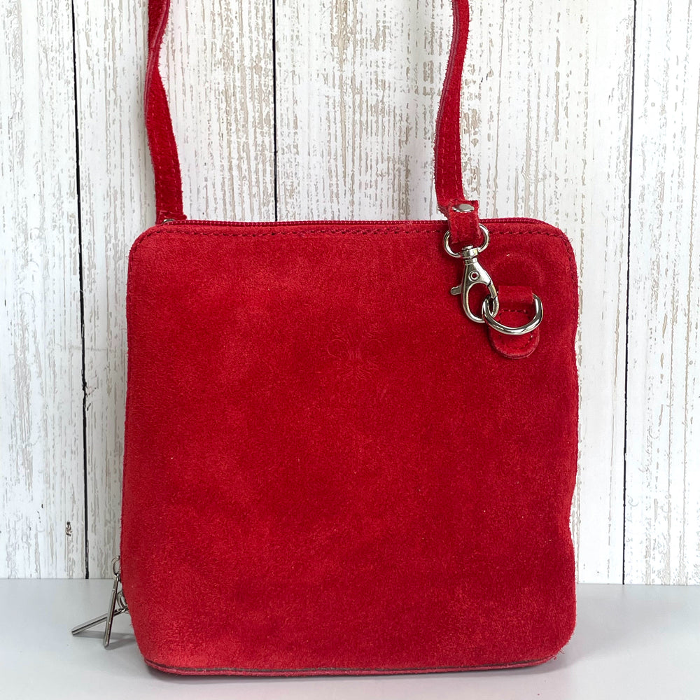Clara Suede Crossbody Bag - Red
