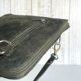 Clara Suede Crossbody Bag - Sludge