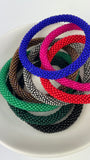 Handmade Glass Bead Tube Bracelet - Black