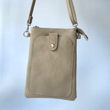 Wren Leather Phone Bag - Beige