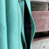 Small Leather Camera Bag - Sea Foam