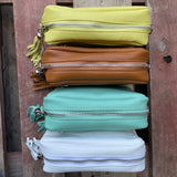 Small Leather Camera Bag - Sea Foam
