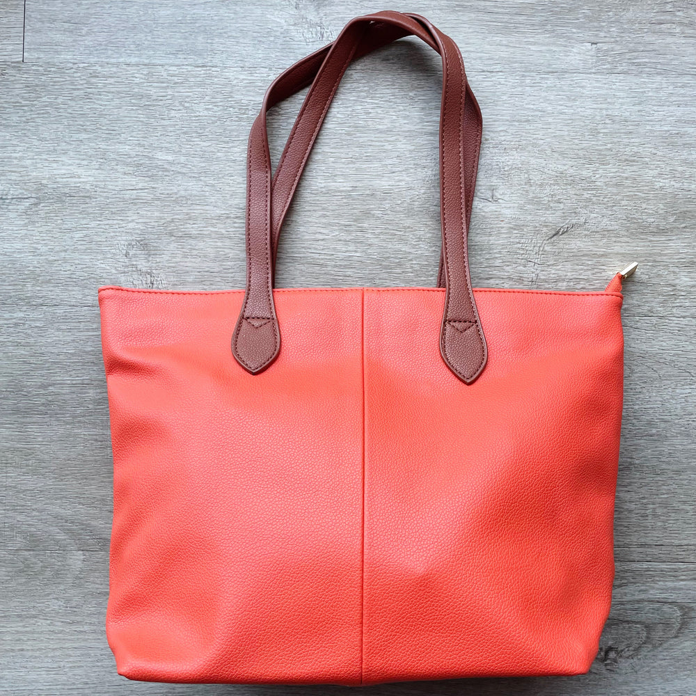 Tara Colour Block Tote - Orange