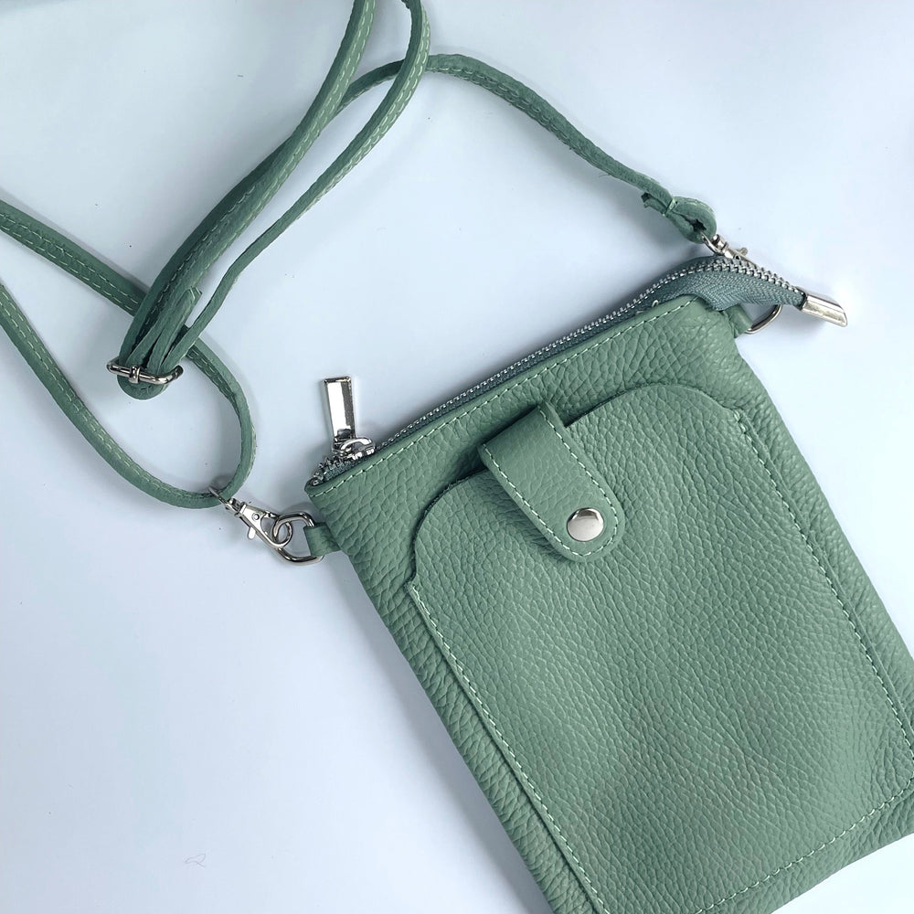 Wren Leather Phone Bag - Sage