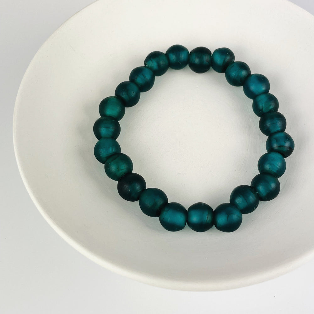 Recycled Translucent Glass Bracelet - Teal