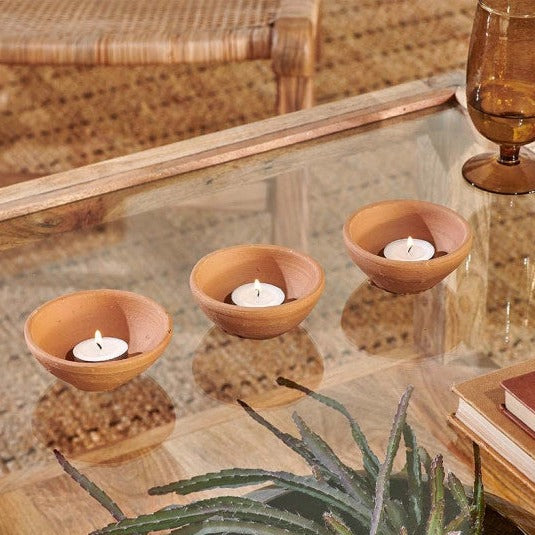 Hampi Terracotta T-light Holders - Set of 3