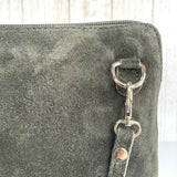 Clara Suede Crossbody Bag - Sludge