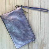 Eliza Leather Clutch Bag - Lilac