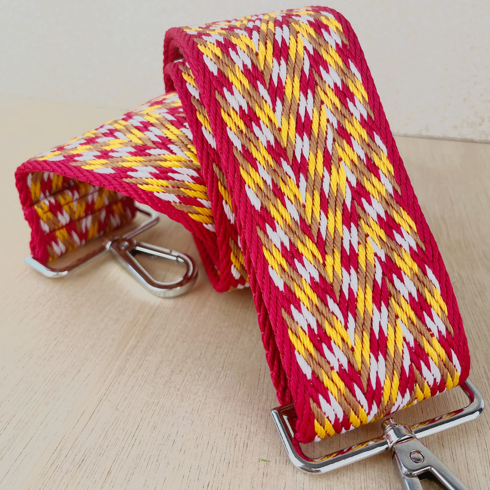 Red and Yellow Multi Woven Bag Strap