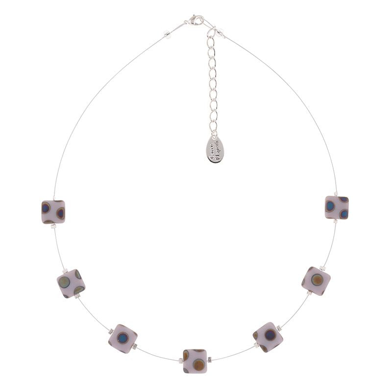 Lilac Dotty Squares Necklace