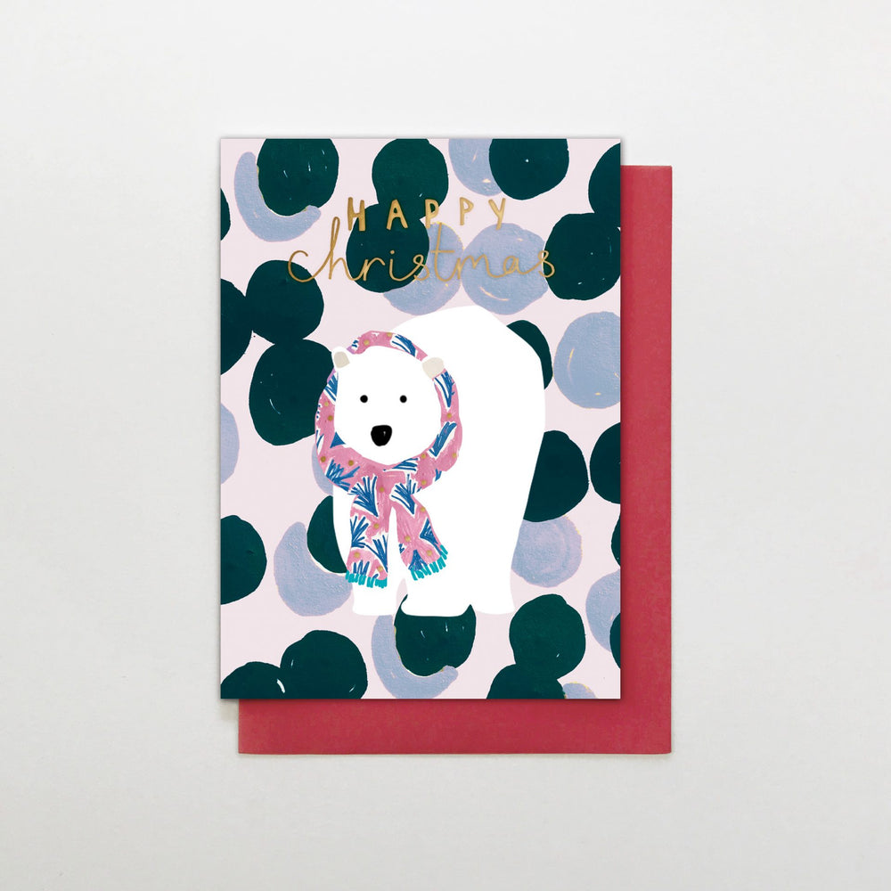 Polka Dot Polar Bear Christmas Card