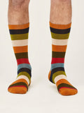 Geometric Stripe GOTS Organic Cotton Socks - Amber Yellow