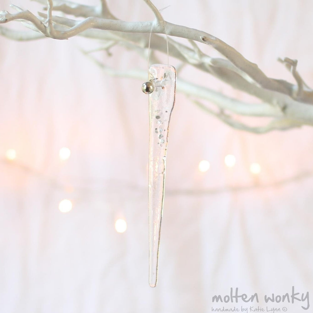 Glitter Icicle Fused Glass Decoration