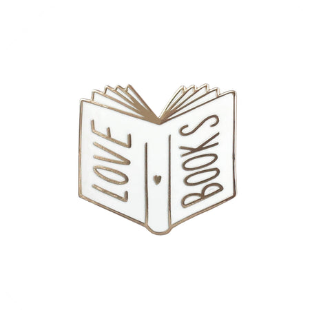 Love Books White Enamel Pin