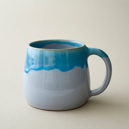 Handmade Two Tone Stoneware Mug - Sea Blue Wash