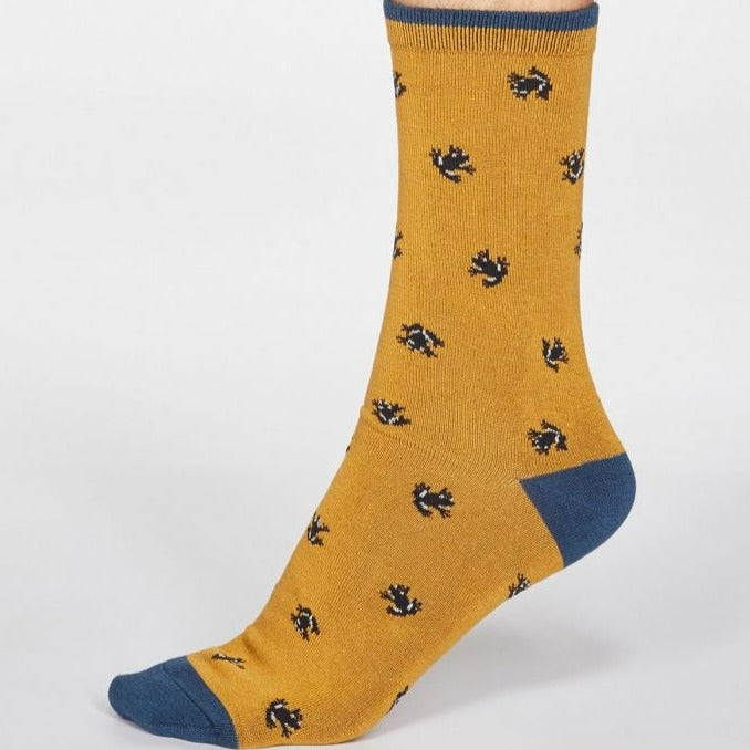 Wesley Frog Bamboo Socks - Yellow