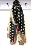 Spotted Colour Block Scarf - Black