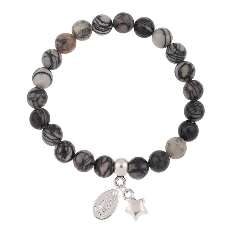 Black Veined Jasper Gemstone Bracelet