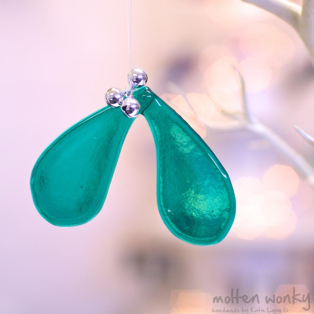 Mistletoe Fused Glass Decoration