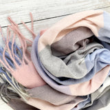 Mia Multi Square Checked Scarf - Light Blue