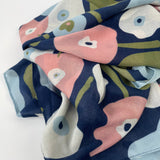 Jilly Paint Splodge Floral Scarf - Blue