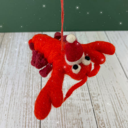 Handmade Felt Festive Lobster Decoration
