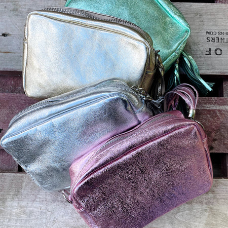 Agnes Metallic Tassel Leather Bag - Rose