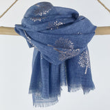 Sophia Rose Gold Foil Scarf - Denim