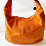 Slouchy Suede Hobo Bag - Orange
