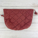 Quilted Cosmetic Bag - Burgundy