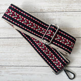 Red and Navy Arrow Print Bag Strap