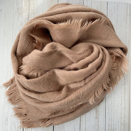 Tana Super Soft Textured Fluffy Scarf - Taupe