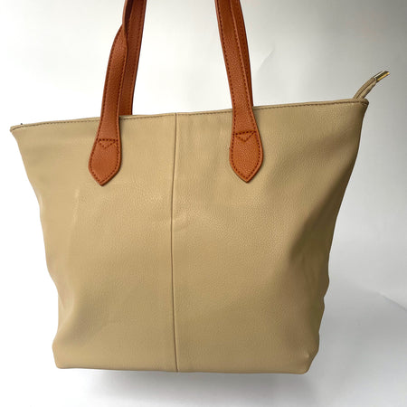Tara Colour Block Tote - Mushroom