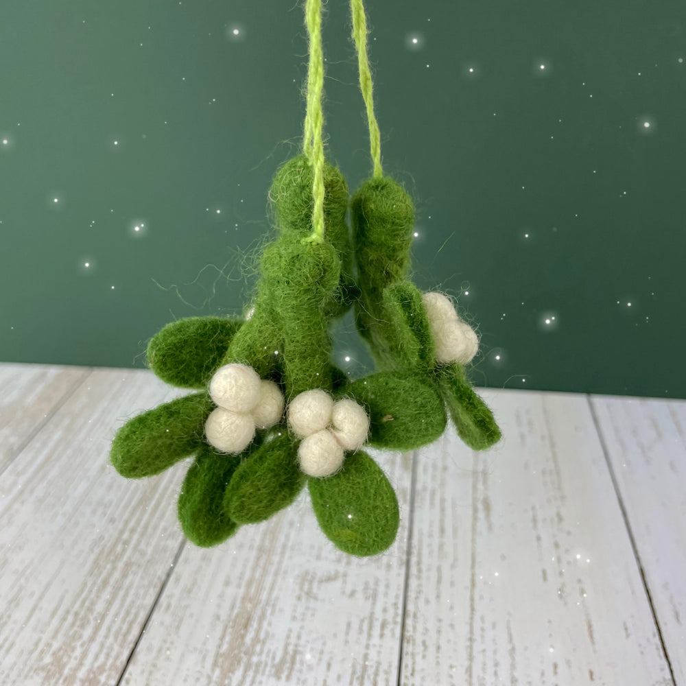 Handmade Felt Mini Mistletoe Sprig Decoration - Set of 3