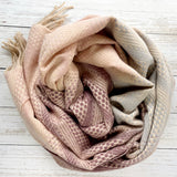 Ottilie Ombre Chevron Blanket Scarf - Dusty Pink