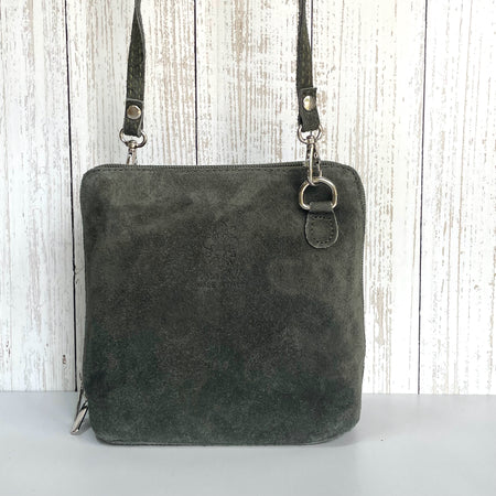 Clara Suede Crossbody Bag - Sludge