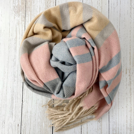 Lily Luxury Block Stripe Scarf - Blush