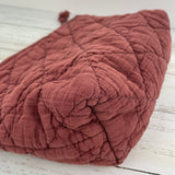 Quilted Cosmetic Bag - Burgundy