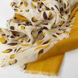 Layla Mini Leaves Scarf - Mustard