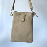 Wren Leather Phone Bag - Beige