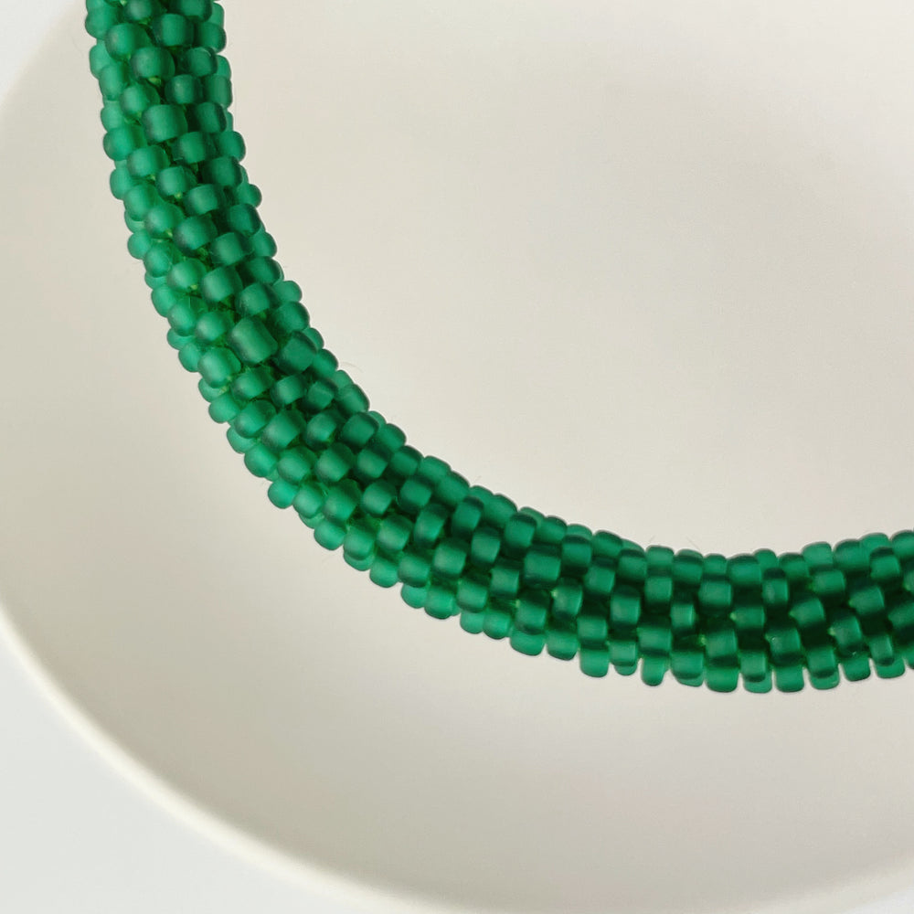 Handmade Glass Bead Tube Bracelet Sea Green