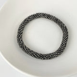 Handmade Glass Bead Tube Bracelet - Grey