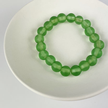 Recycled Translucent Glass Bracelet - Apple Green