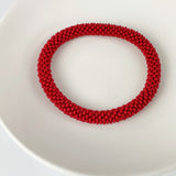 Handmade Glass Bead Tube Bracelet - Red