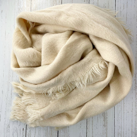 Tana Super Soft Textured Fluffy Scarf - Cream